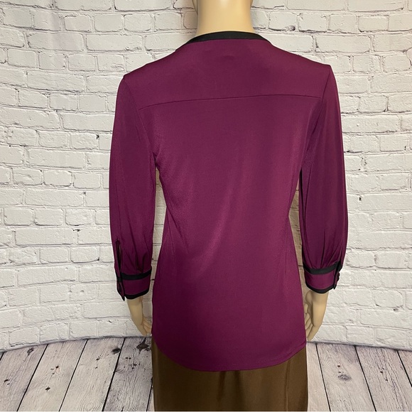NWT New KARL LAGERFELD Splitneck Long Sleeve Button Purple Top Size XXS - Picture 14 of 16